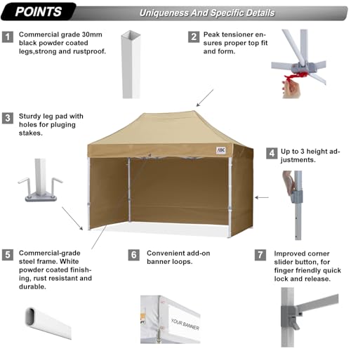 ABCCANOPY Easy Pop Up Canopy Tent with Sidewalls 10x10 Commercial -Series, White