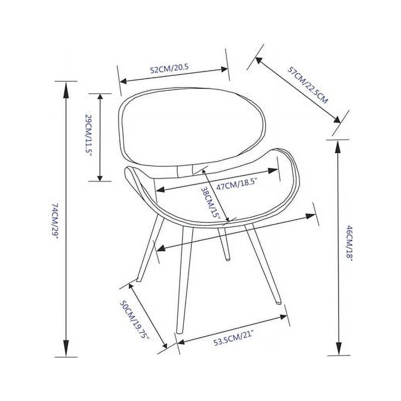 Pemberly Row Mid-Century Modern Faux Leather Dining Chair in Black