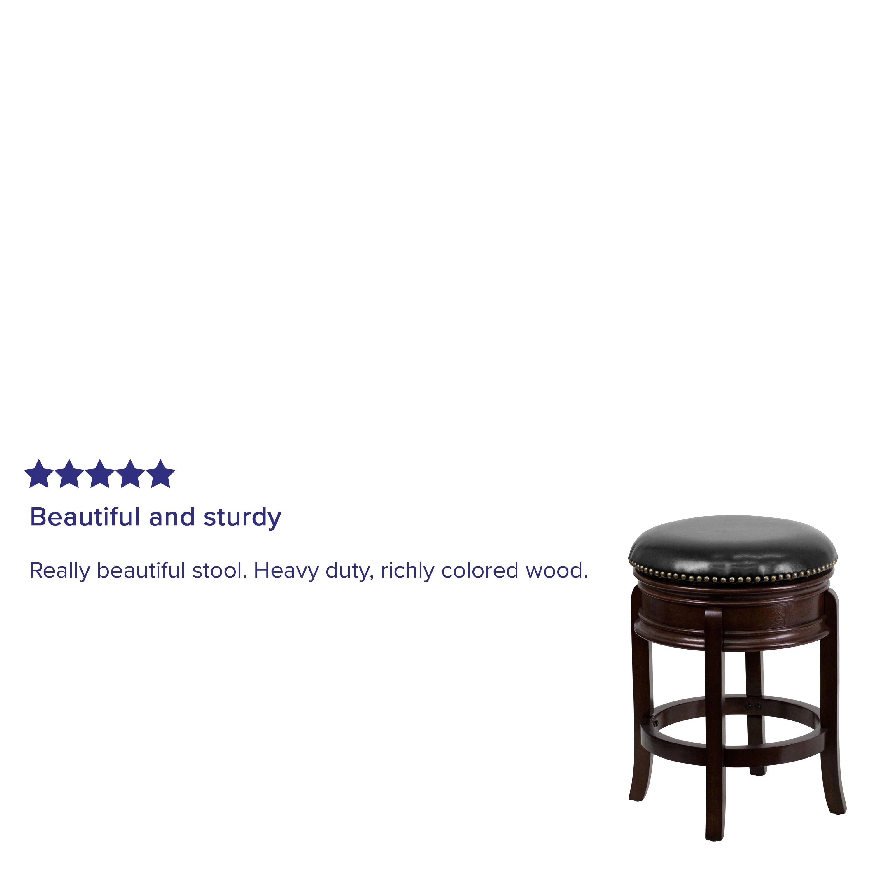 Flash Furniture Carol 24'' High Backless Cappuccino Wood Counter Height Stool with Carved Apron and Black LeatherSoft Swivel Seat