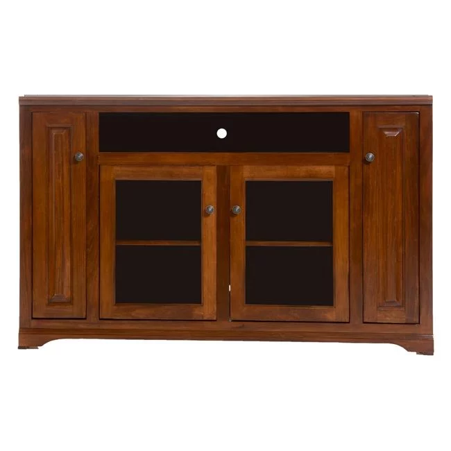 American Heartland  Poplar Tall Curve TV Stand with 3 Fixed Wood Shelves, Green