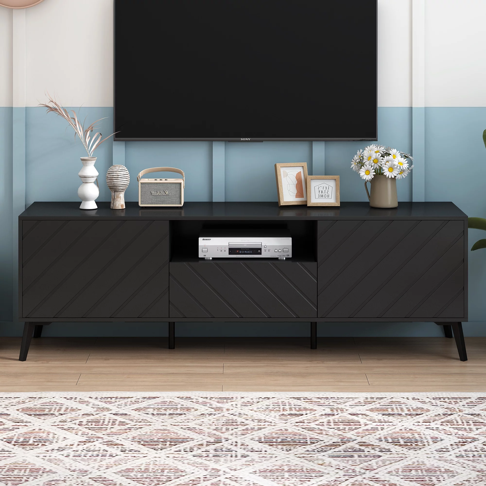 Black TV Stand for TVs up to 70