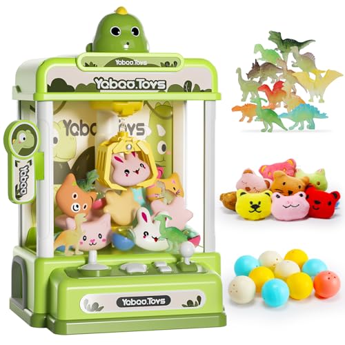 Skirfy Dinosaur Claw Machines,Electronic Arcade Game Vending Machine with Adjustable Sound& 32Pcs Mini Prizes,Candy Grabber Prize Dispenser Toys for Boys Girls,Birthday Toy Gifts for Kids