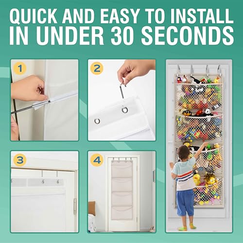 The Original Stuffed Animal Storage (Patent Pending) - Over Door Organizer for Stuffies, Baby Ideas Holder, Toy Plush/Hammock Hanging Storage Net Big Girls Toddler Large Bag Animals