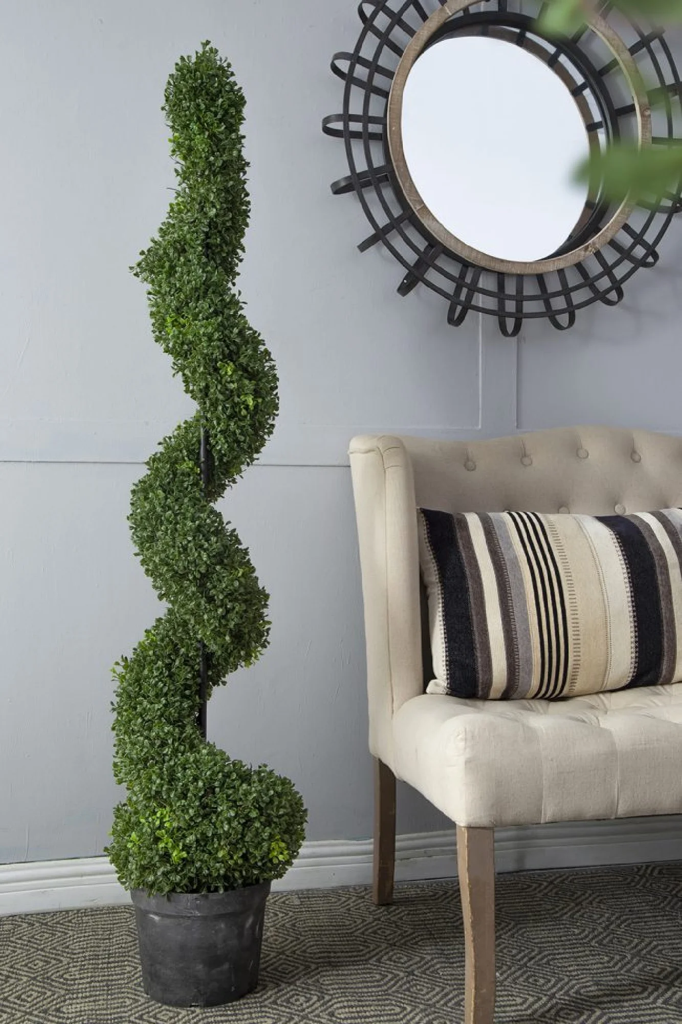 CC Home Furnishings Potted Spiral Boxwood Topiary Artificial Tree - 5'