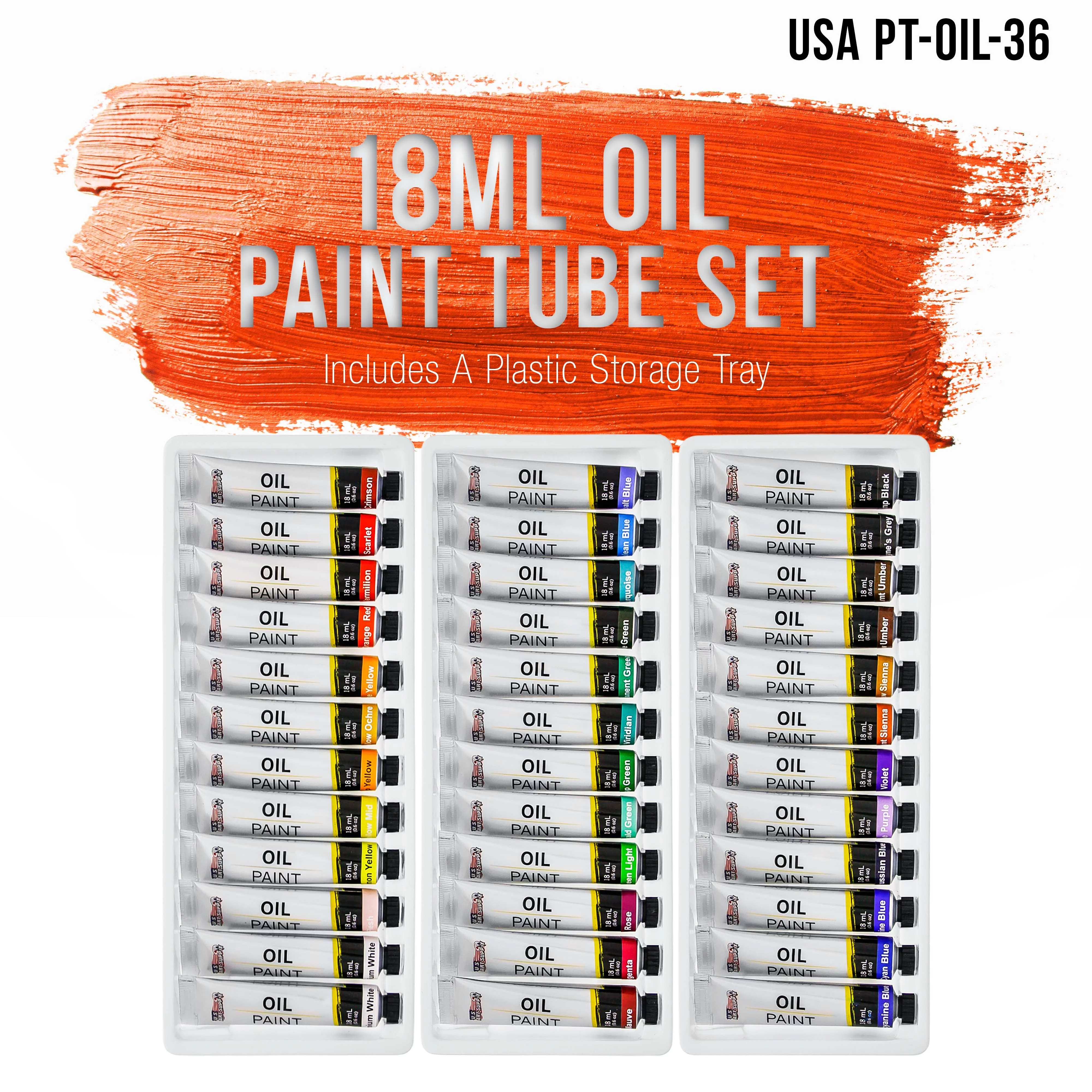 U.S. Art Supply Professional 36 Color Set of Art Oil Paint in Large 18ml Tubes - Rich Vivid Colors for Artists, Students