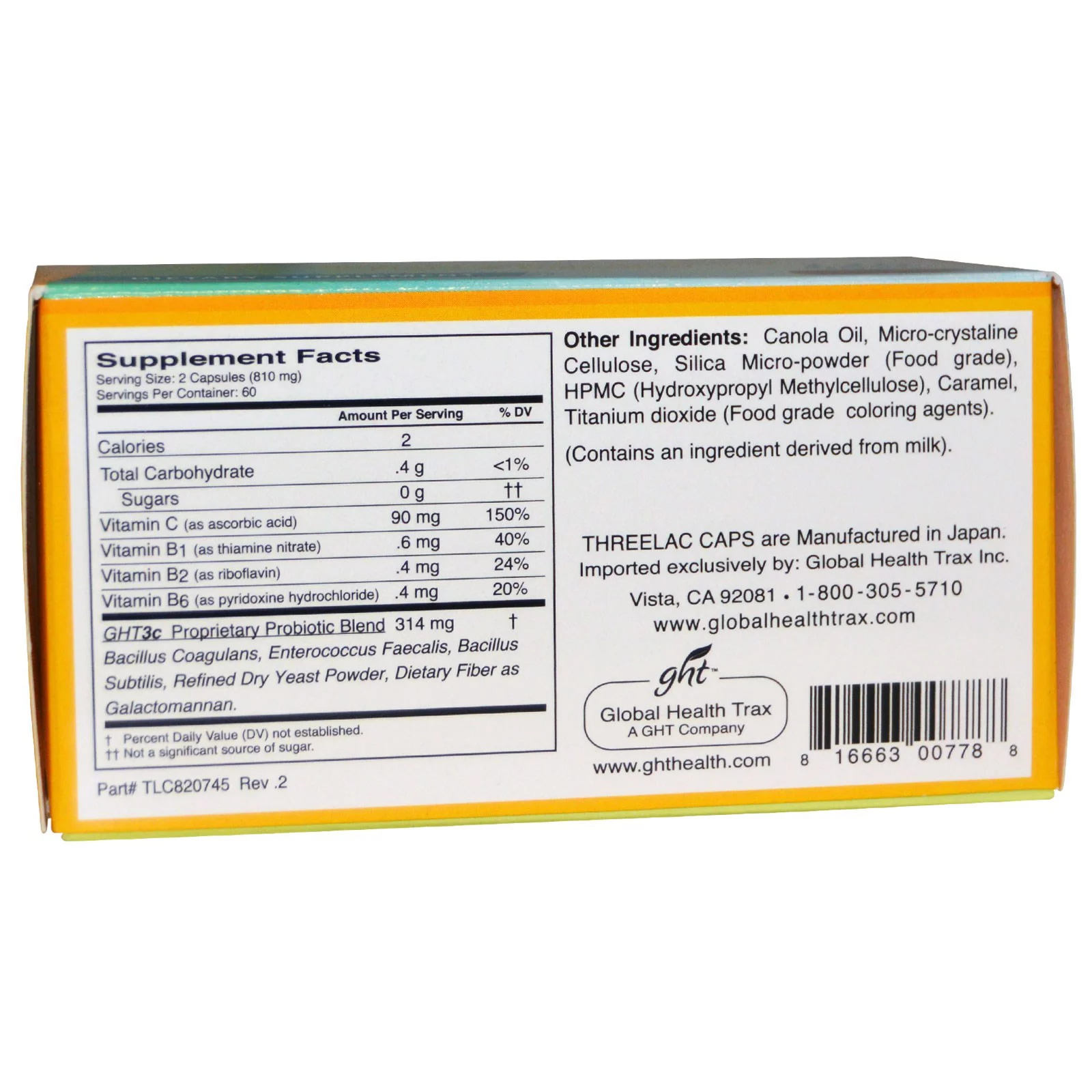 ThreeLac Probiotic Caps - 2 pack (120 Capsules each)