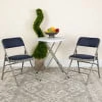 Flash Furniture 2 Pack HERCULES Series Curved Triple Braced & Double Hinged Navy Fabric Metal Folding Chair