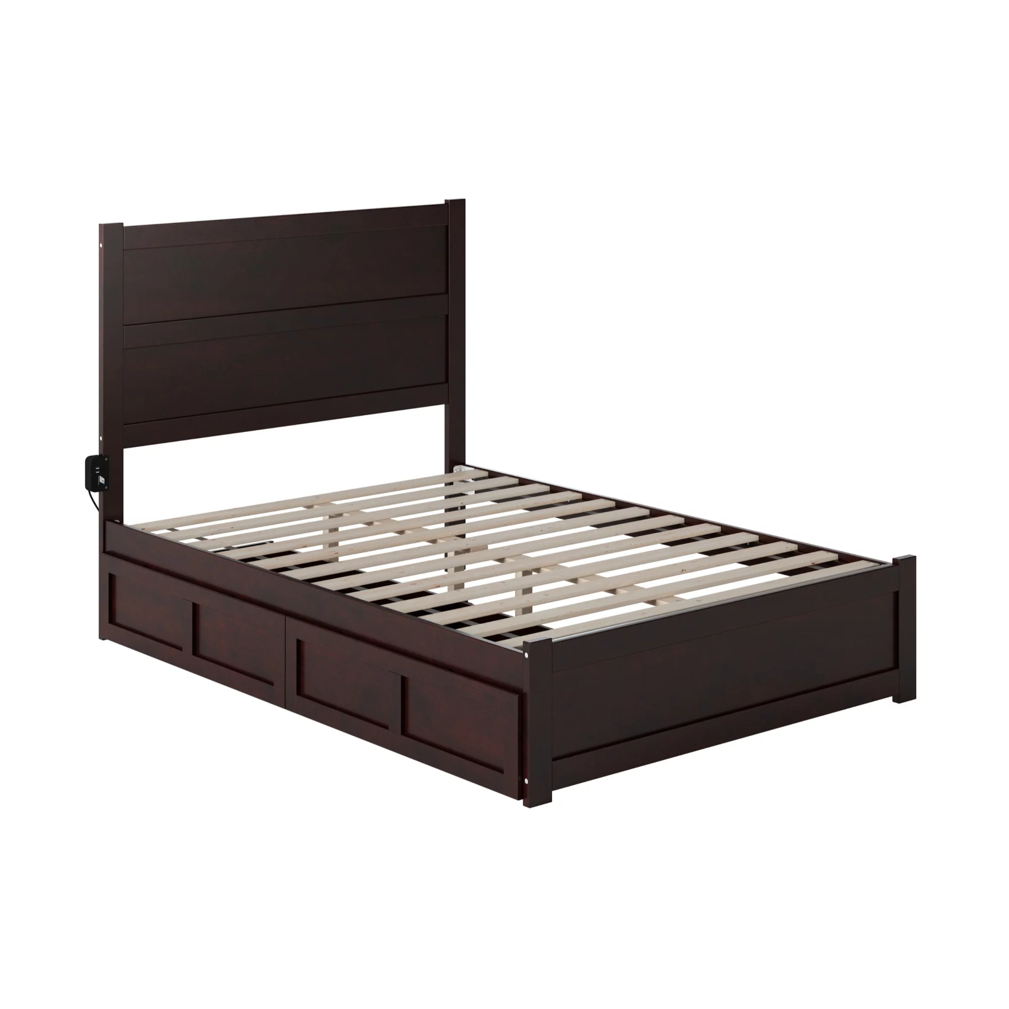 AFI NoHo Full Solid Wood Bed with Footboard and 2 Drawers in Espresso