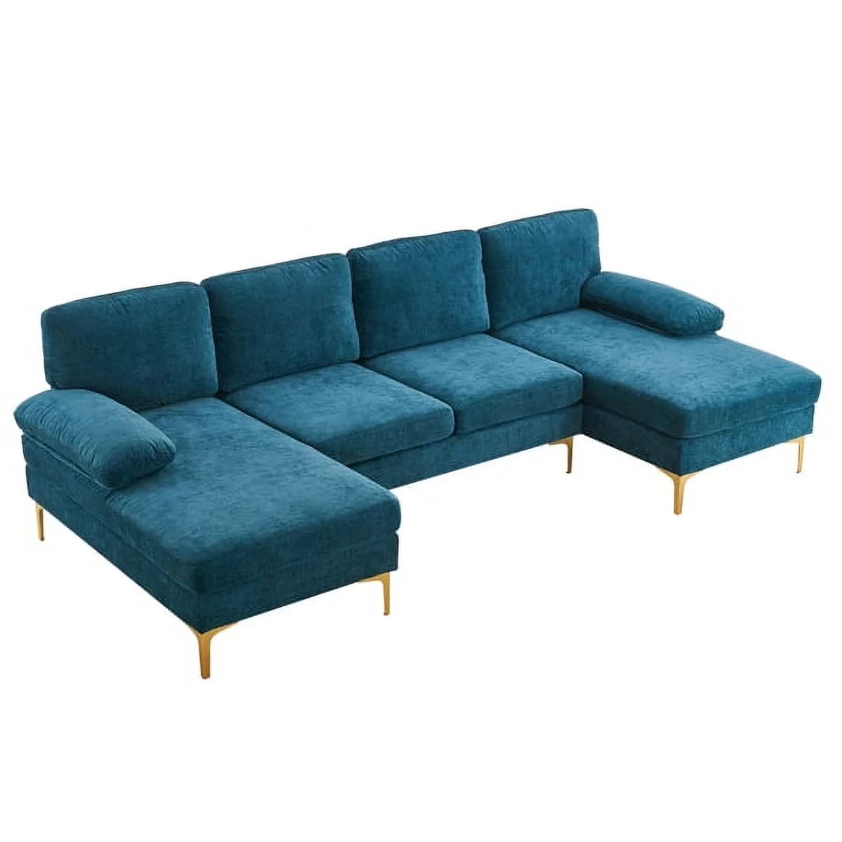 Fithood U-Shaped 4-Seat Indoor Modular Sofa Blue-Green Color