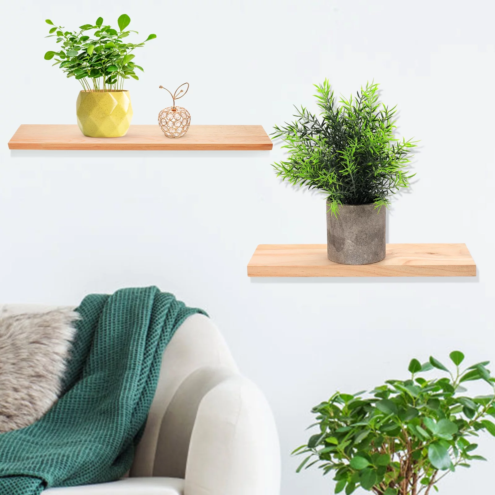 3 Sets of Living Room Wall Floating Shelf Kitchen Wall-mounted Wooden Floating Shelf Kit