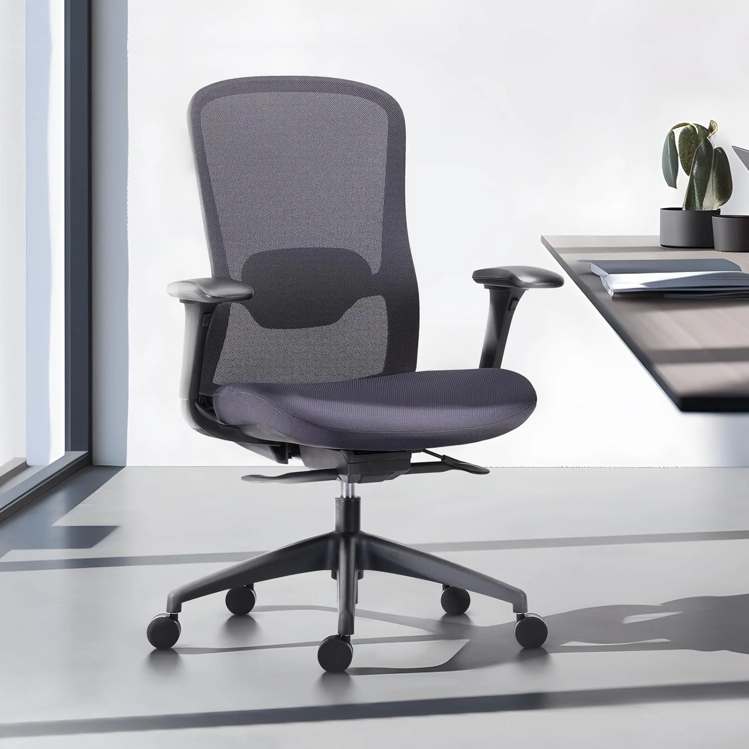 Colamy Ergonomic Office Mesh Mid Back Computer Executive Desk Chair with 4D Armrests Slide Seat Grey