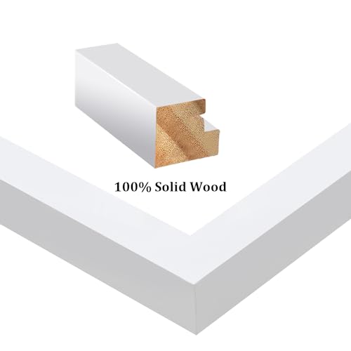 Egofine 8x10 Picture Frames Set of 6, Made of Solid Wood Covered by Plexiglass Display 4x6 and 5x7 with Mat or 8x10' without Mat, for Table Top Display and Wall Mounting Photo Frame White