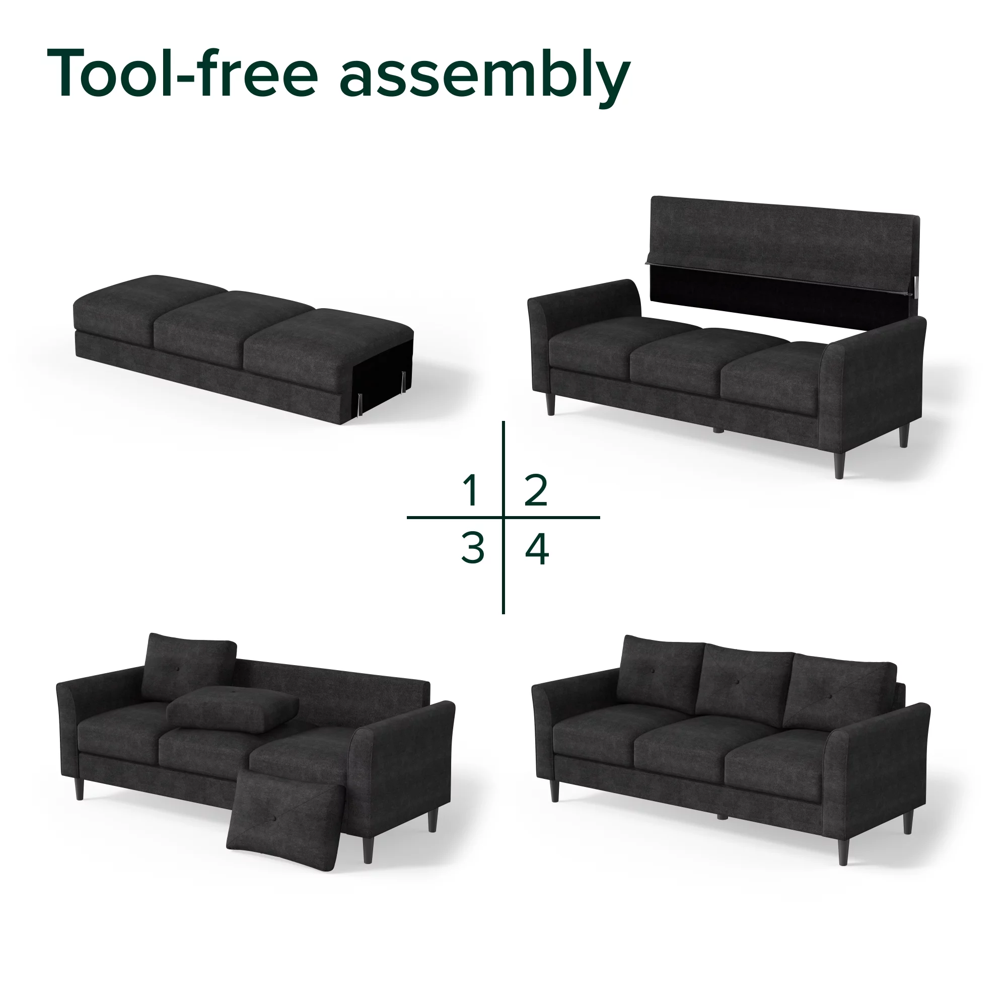 Zinus Hayes Sofa Couch, Black