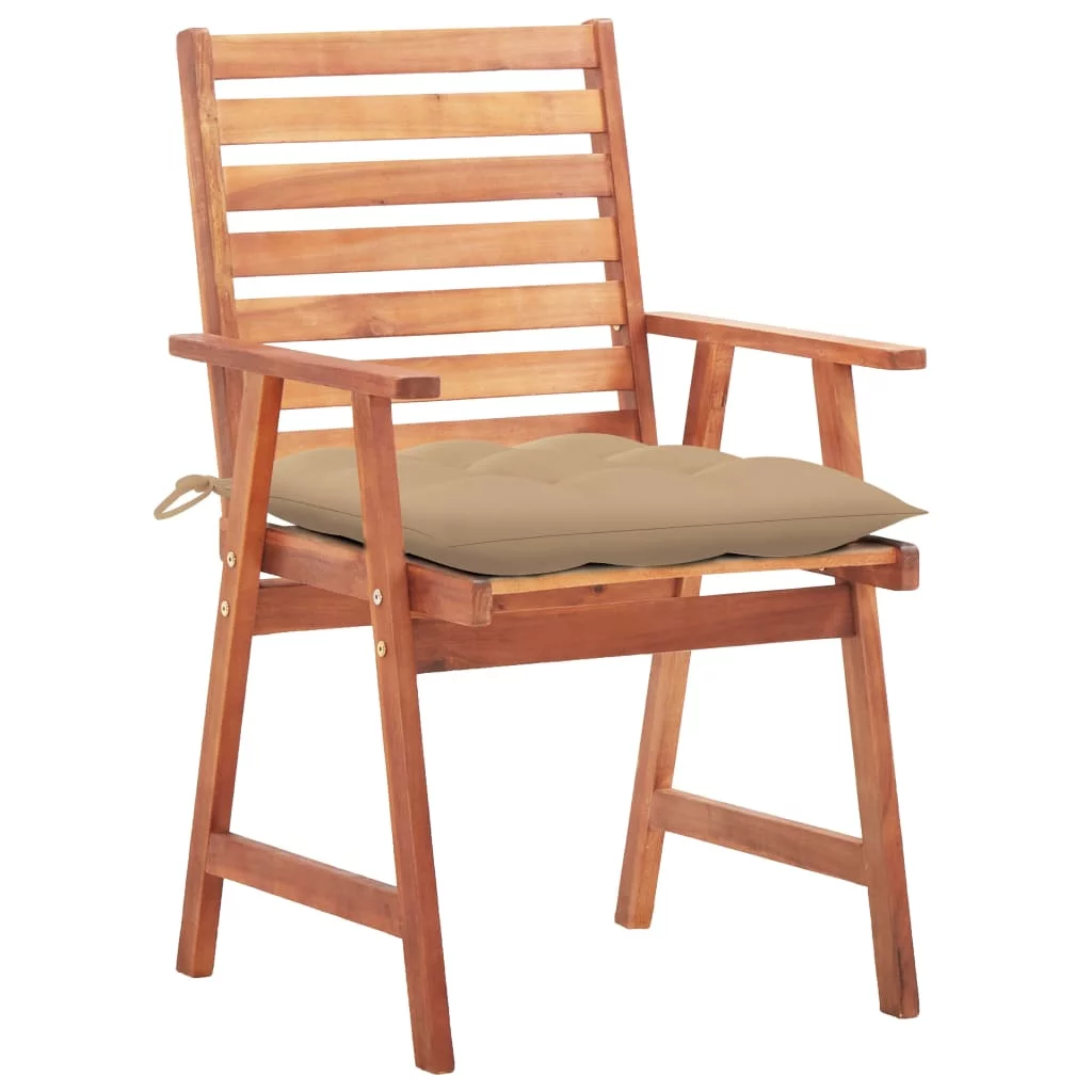 Patio Dining Chairs 2 pcs with Cushions Solid Acacia Wood