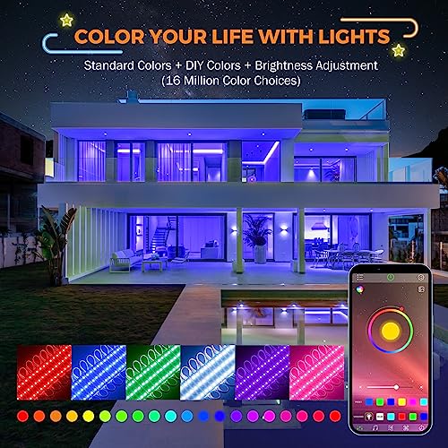 BEAMNOVA 100Ft RGB LED Strip Lights Kit, Remote, Bluetooth Mobile App Control, DC 12V Power Supply, IP65 Waterproof Adhesive Commercial Storefront Light Modules, SMD 5050 Beads