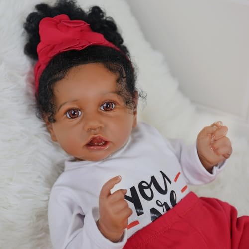 Realistic Reborn Baby Doll Black Girl – 20 Inch Lifelike Real Life African American Newborn Doll with Soft Body Gift Set for Kids Age 3+