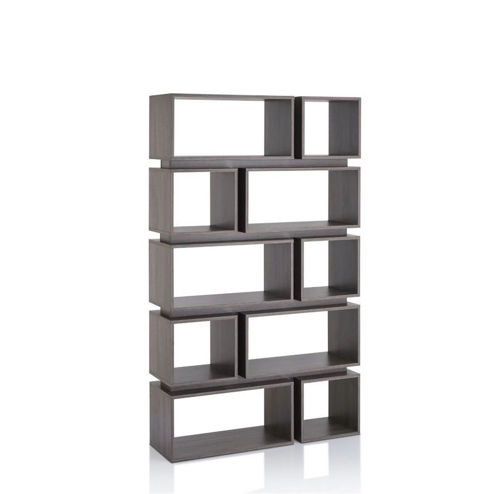 Furniture of America Ariana Wood Geometric Bookcase in Distressed Gray
