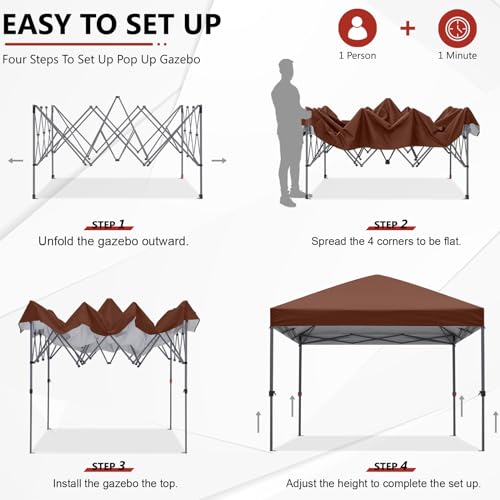 ABCCANOPY Pop Up Canopy - Outdoor Patio Portable Canopy Tent Heavy Duty for Backyard and Deck with 4 Sandbags(White, 10x10)