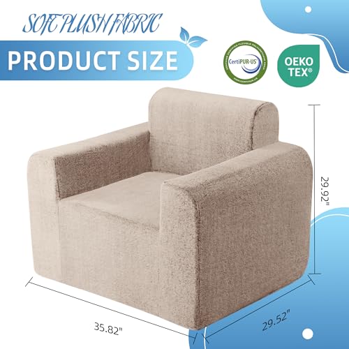 HABUTWAY Bean Bag Chair, Giant Bean Bag Chairs for Adults and Kids, Plush Fluffy Bean Bag Counch with Filler and Armrest, Stuffed Big Accent Sofa Lounge for Living Room and Bedroom (Dark Grey)