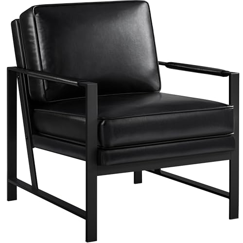 Yaheetech PU Leather Armchairs, Retro Leisure Accent Chair with Extra Soft Padded and Cushion, 105 Degree Slant Back, Modern Reading Arm Chair for Living Room/Office/Bedroom/Study, 2pcs, Light Brown