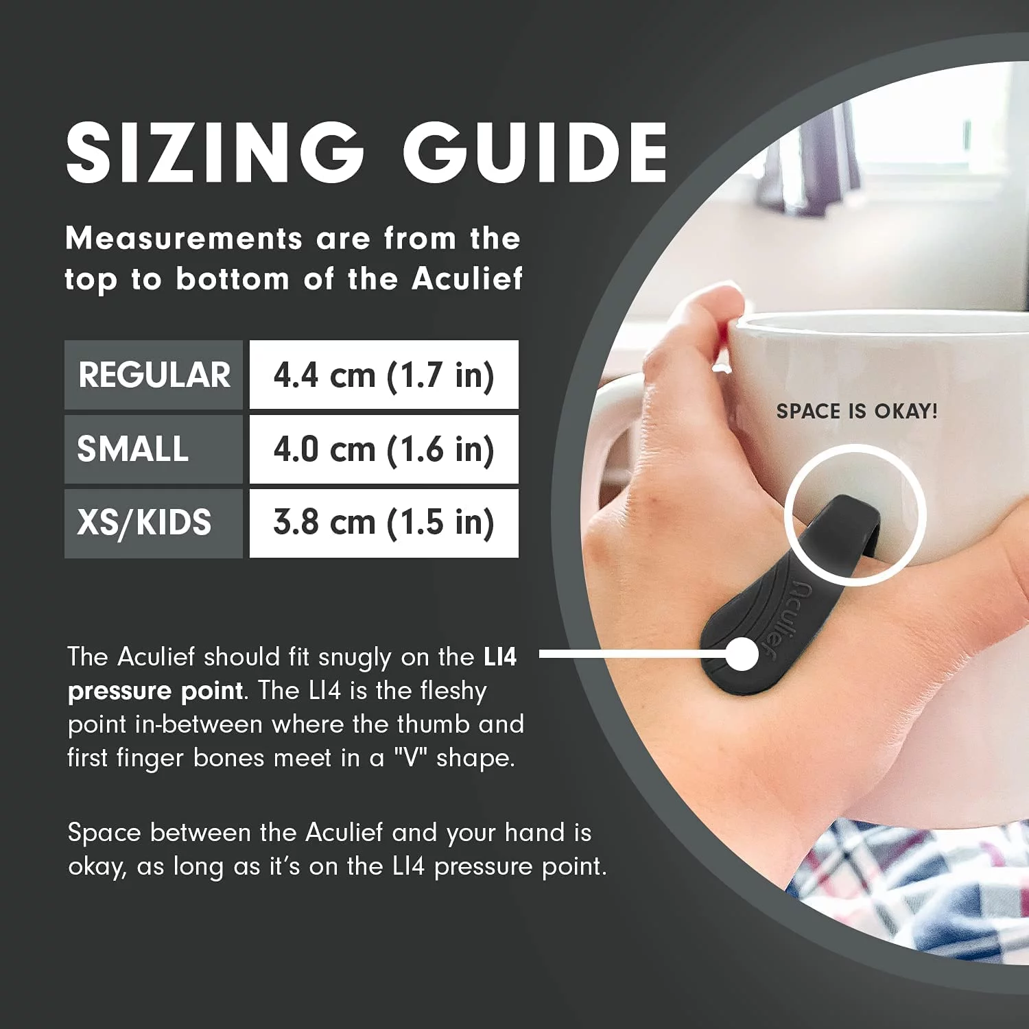 Aculief Wearable Acupressure Device - 2 Pack - Regular - Black