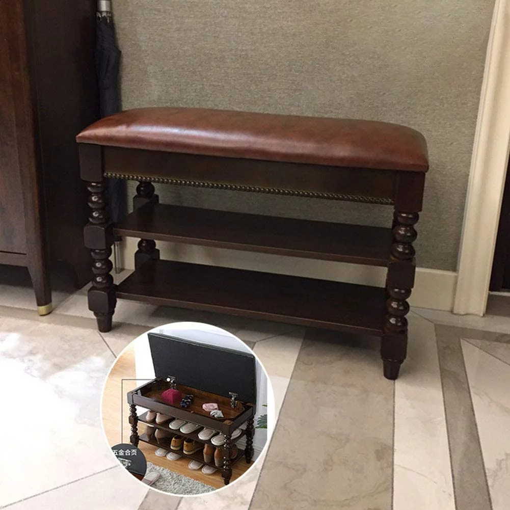 EYOUPINO Shoe Bench,Solid Wood Shoe Storage Bench Entryway with Cushion,Shoe Rack Bench with Lift Top,Entryway Bench for Hallway,Living Room (39'')