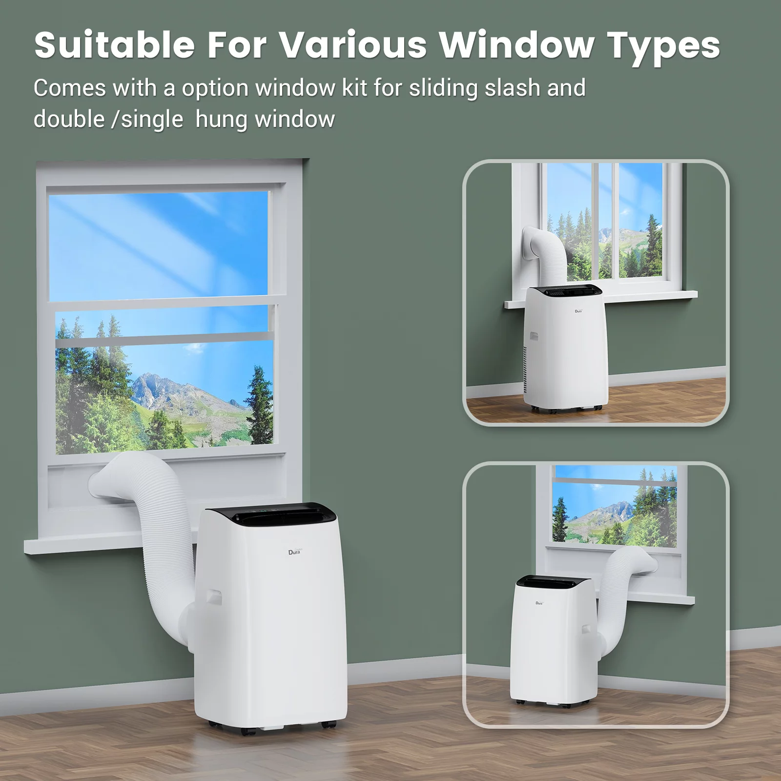 DuraComfort 10200 BTU(14,000 BTU ASHRAE) Portable Air Conditioner up to 450 Sq Ft with Cooling, Fan, Dehumidifier, Washable Filter