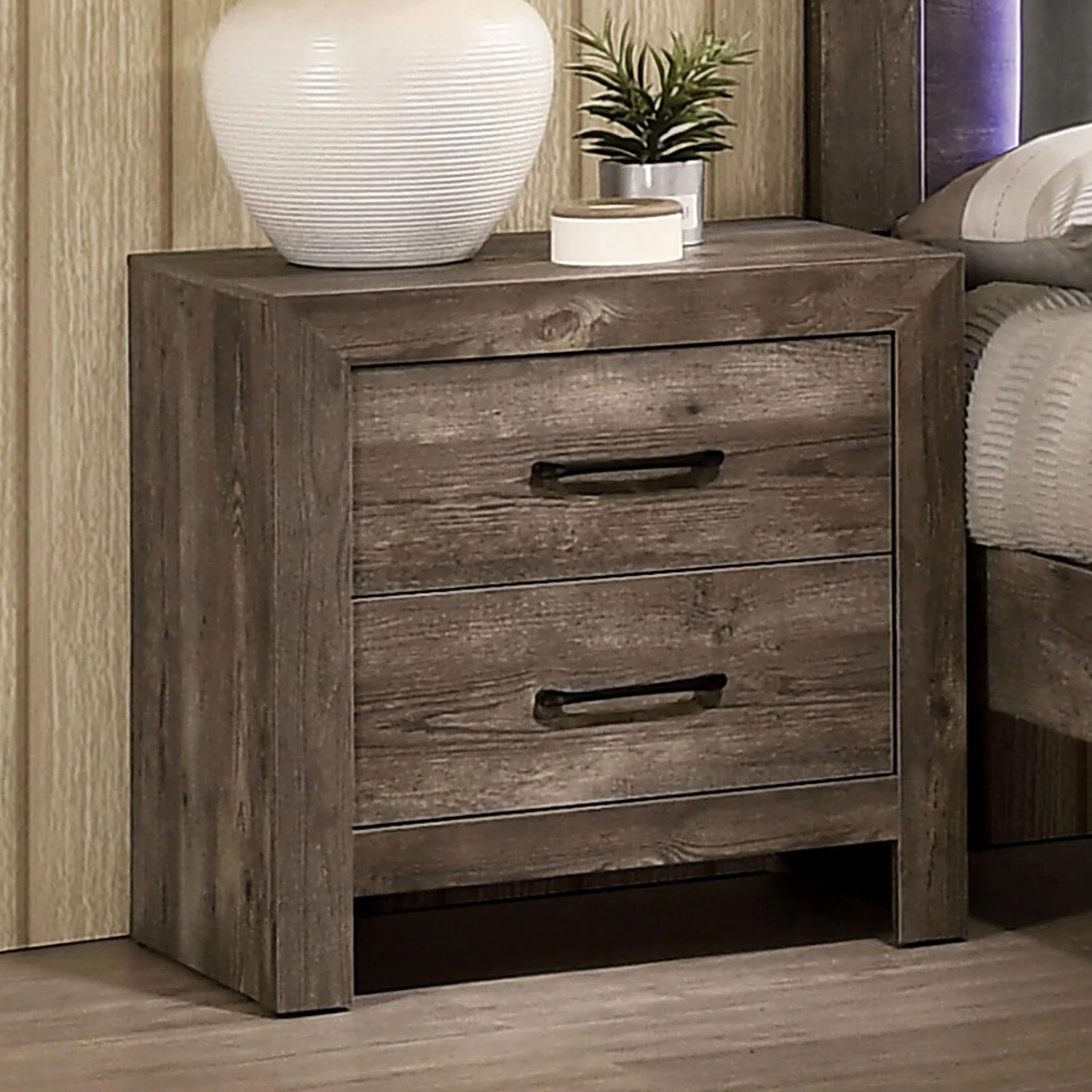 Rustic Natural Tone Wood CAL Bedroom Set 6pcs FOA CM7149 Larissa