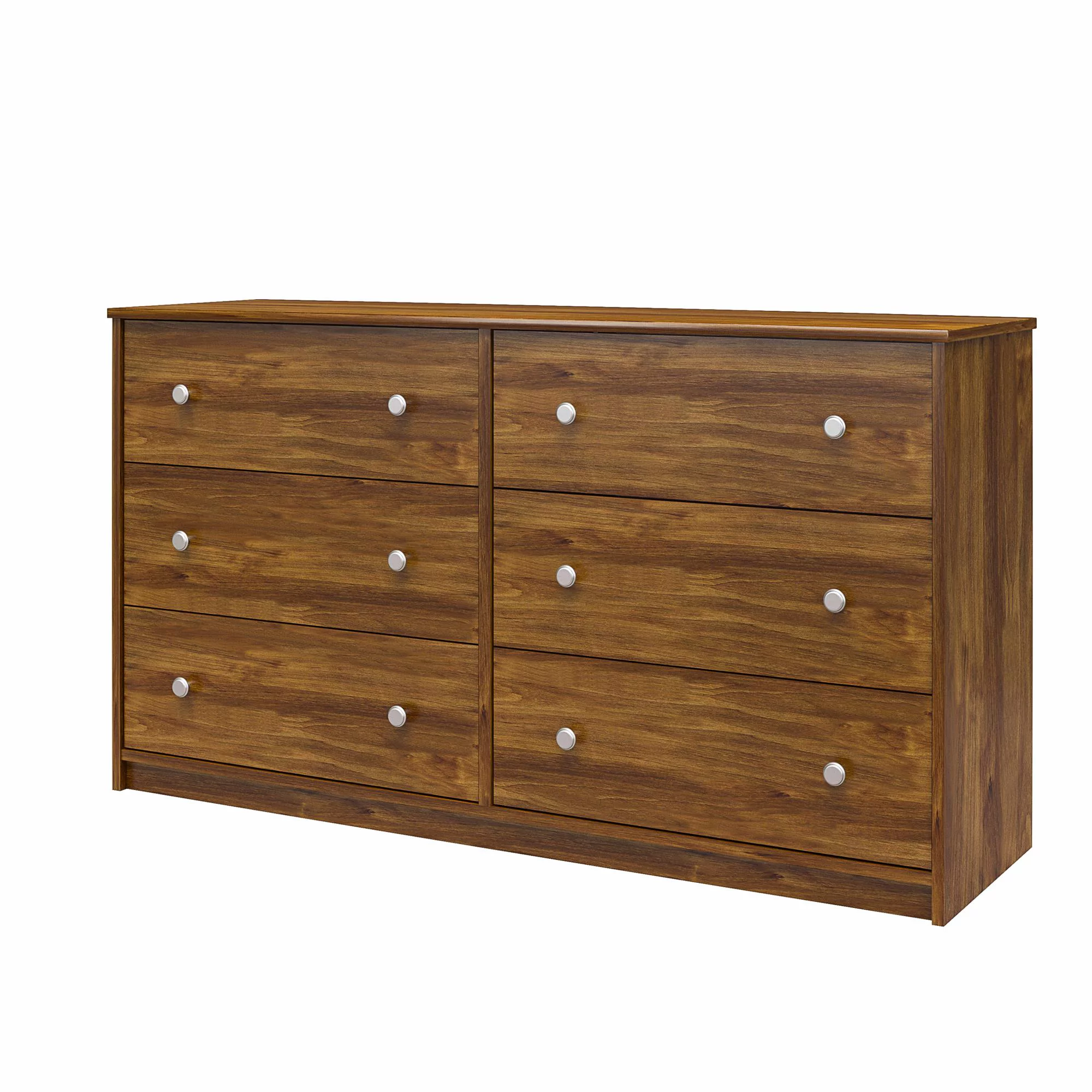 RealRooms Ellison 6 Drawer Wide Dresser, Brown Oak