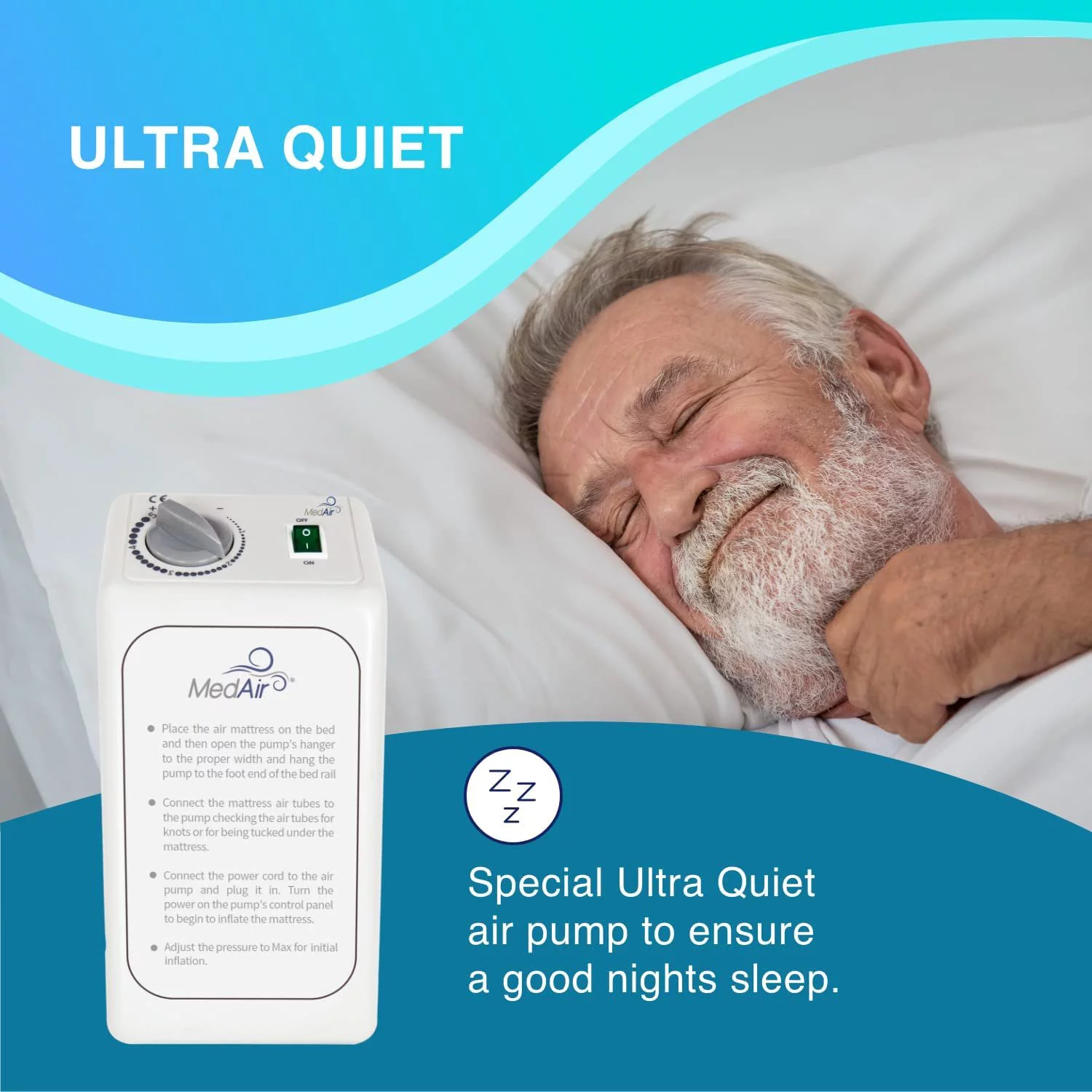 MedVance Premium Alternating Air Pressure Mattress Pad with Ultra Quiet Alternating Pump