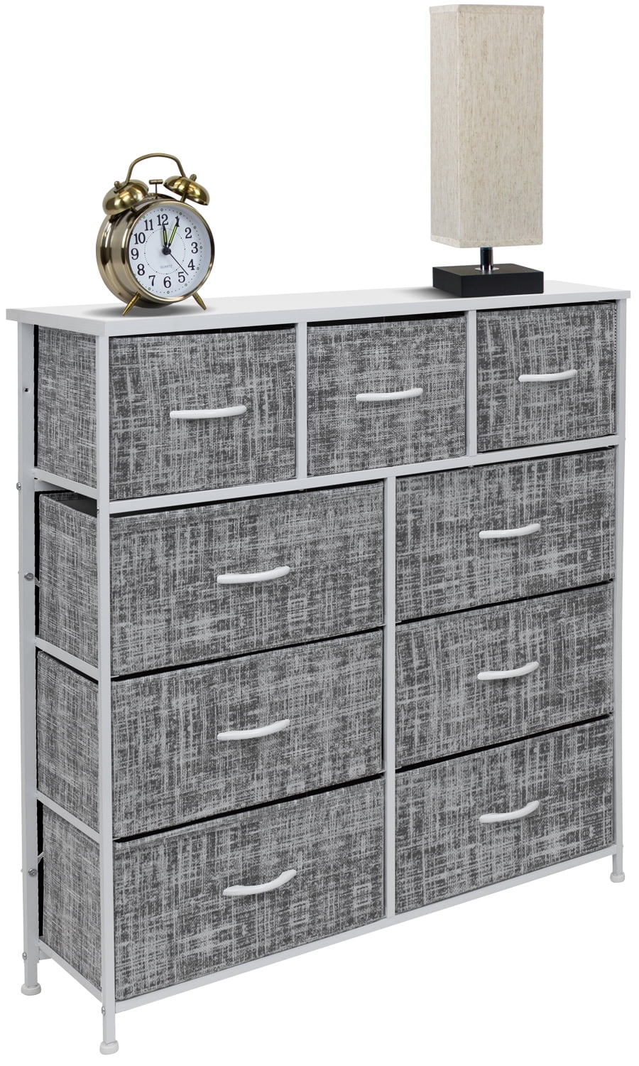 Sorbus Dresser with 9 Drawers - Furniture Storage Chest Tower Unit for Bedroom, Hallway, Closet, Office Organization - Steel Frame, Wood Top, Easy Pull Fabric Bins