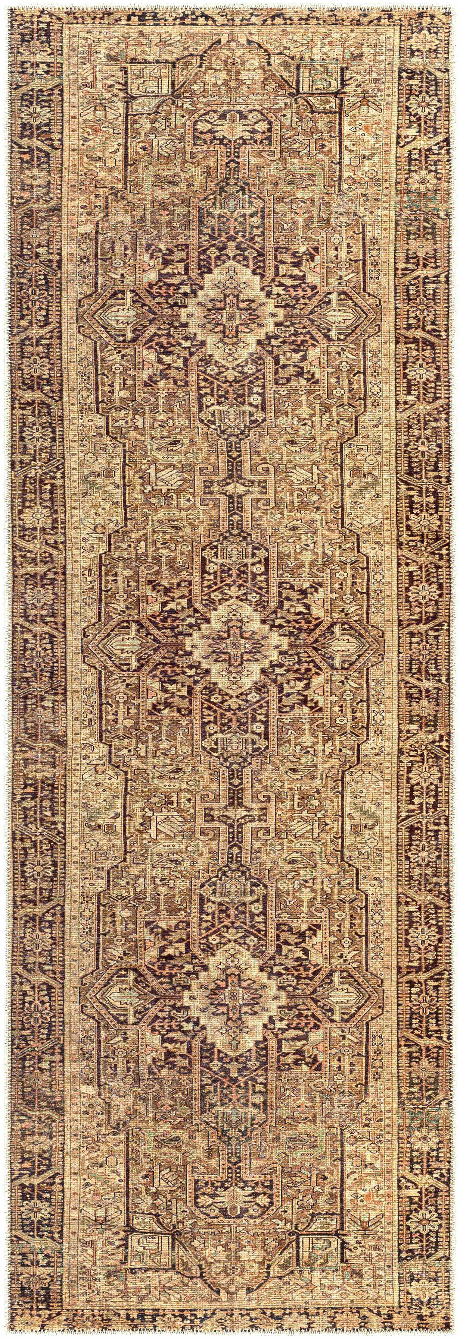 Hauteloom Buliran Living Room, Bedroom Machine Washable Area Rug - Traditional - Brown, Green - 7'10