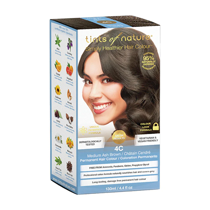 Tints of Nature Permanent Hair Colour (Medium Ash Brown) 4C