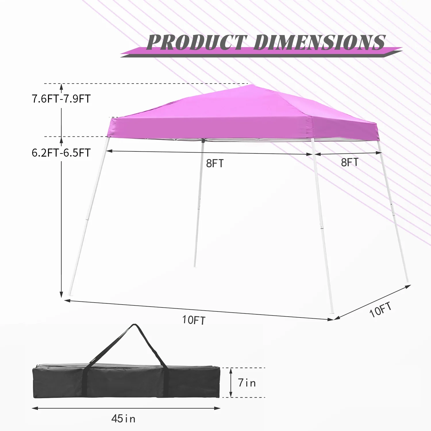 Outdoor Basic 10'x10' Pop Up Canopy Tent Party Wedding Folding Commercial Instant Shelter Sun Shade with Carring Bag, Pink