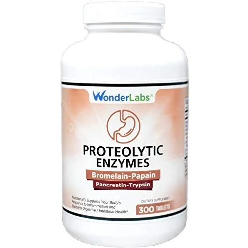 Proteolytic Enzymes | Bromelain Papain Pancreatin Trypsin 450 mg Total with Standardized Amylase, Lipase, and Protease (300)