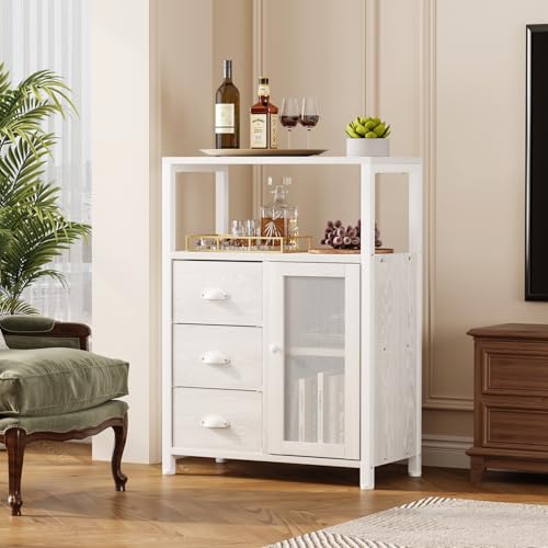 Homeiju Bathroom Floor Storage Cabinet Organizer with 3 Removable Drawers and 1 Door, Industrial Floor Storage Cabinet for Kitchen, Living Room, Bathroom, Home Office