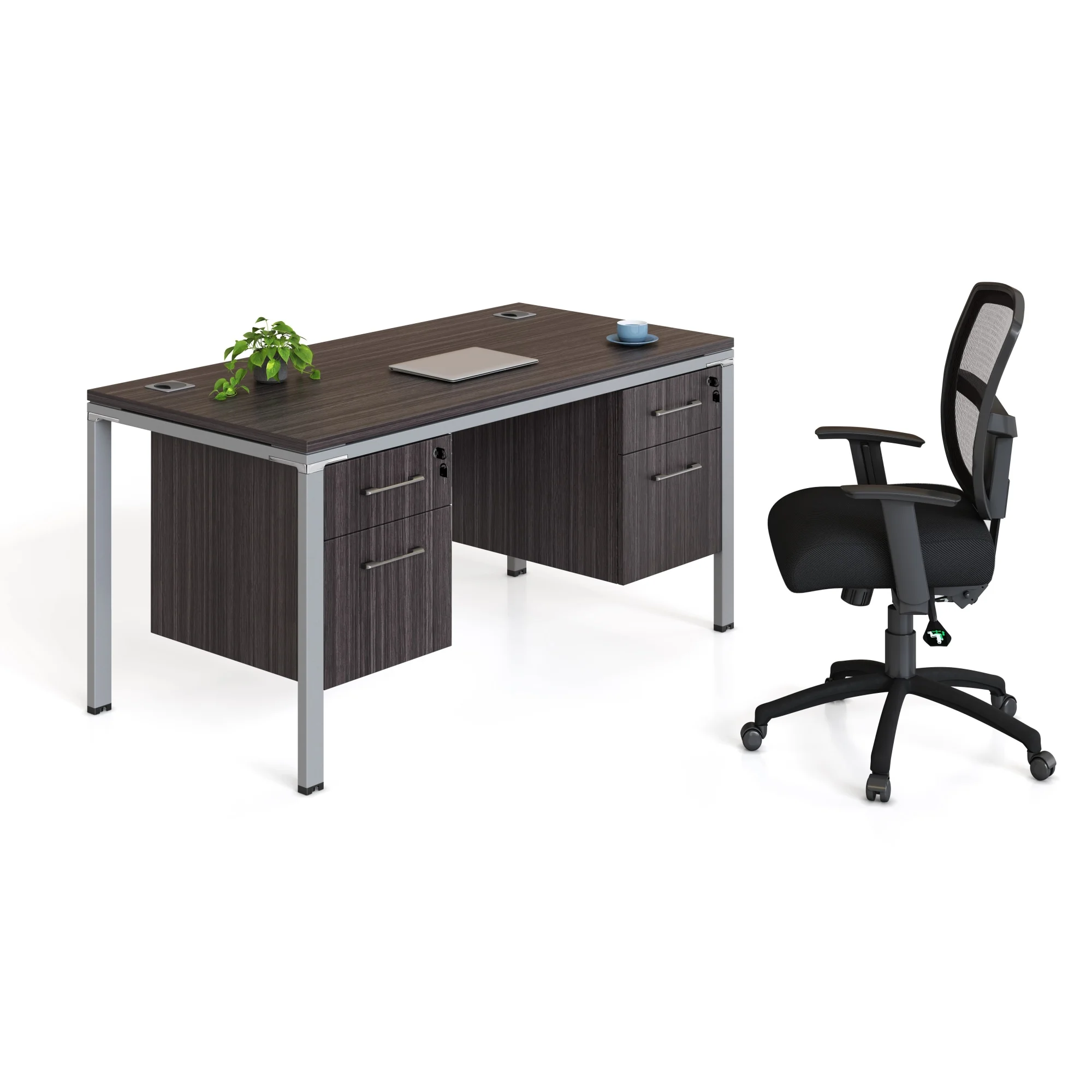 Boss Office Products Single Desk with (2) Pedestals, 71