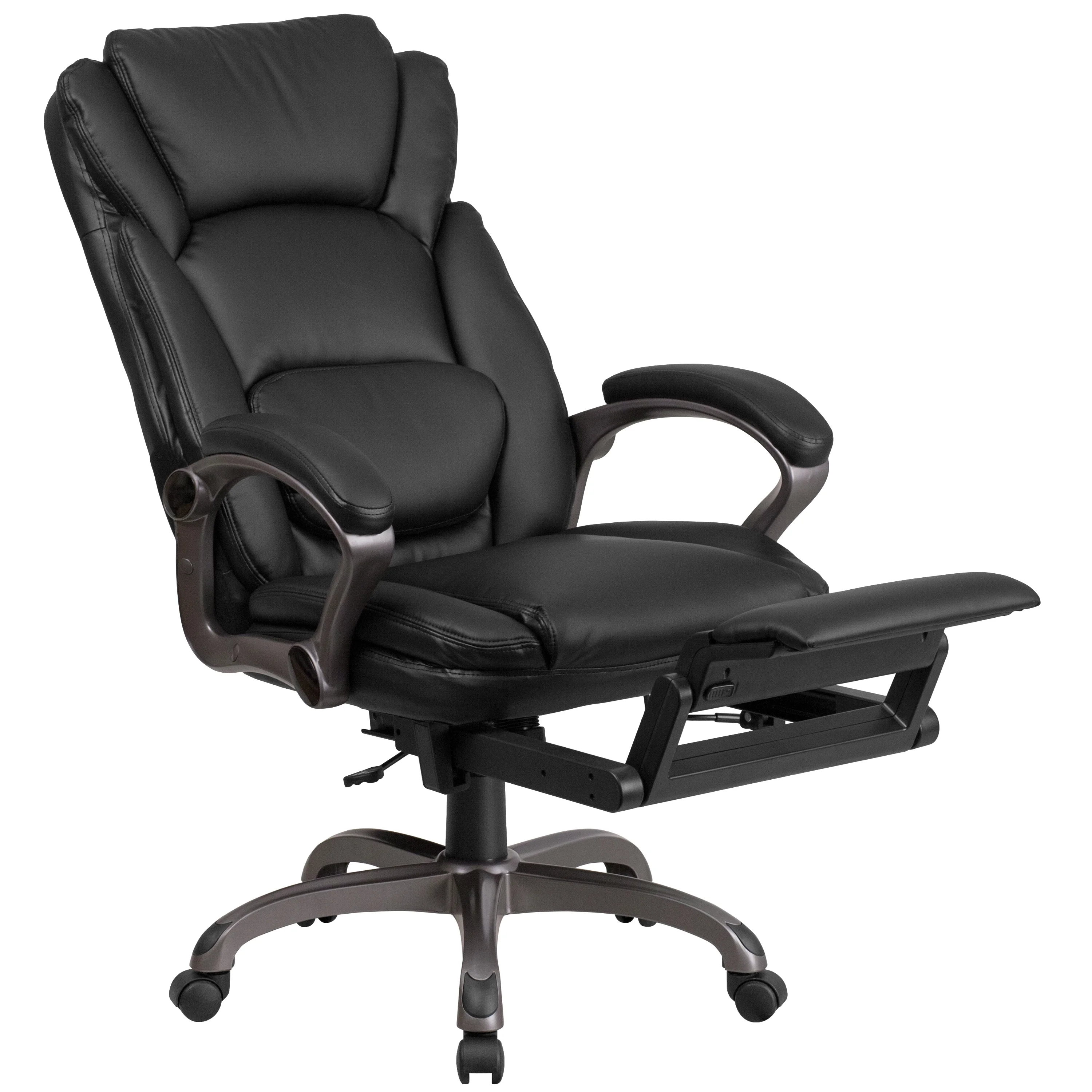 Emma + Oliver High Back Black LeatherSoft Reclining Ergonomic Outer Lumbar Swivel Office Chair
