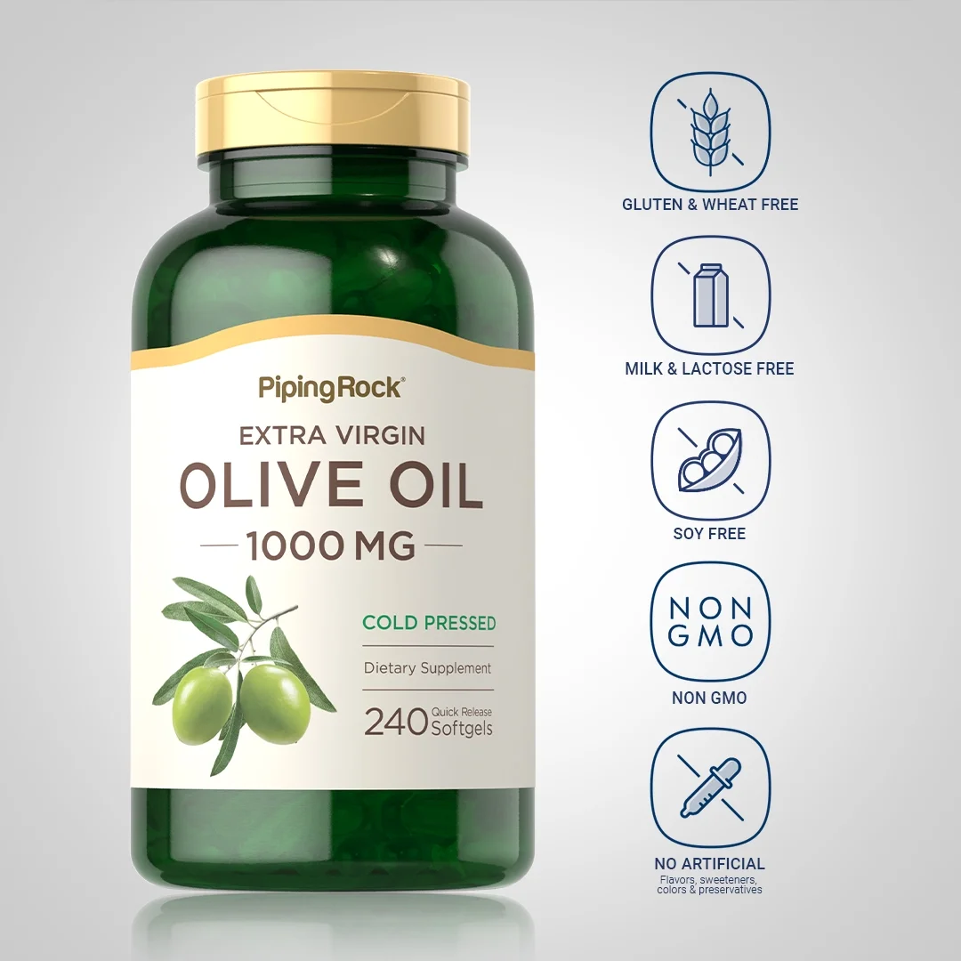 Olive Oil Softgels 1000mg | 240 Count | Extra Virgin Olive Oil | by Piping Rock
