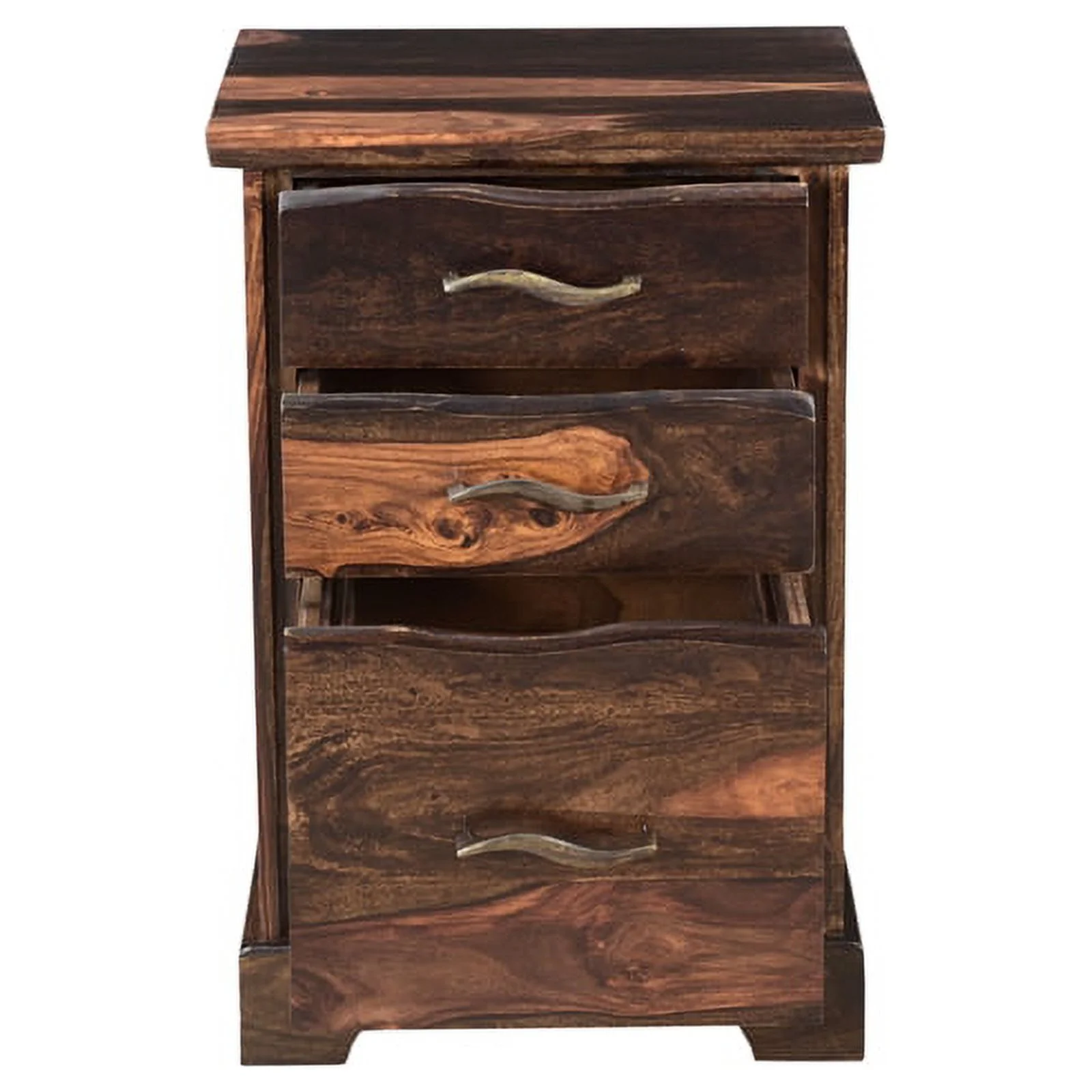 Taran Designs Darcy 3-drawer Live Edge Solid Wood Filing Cabinet in Dark Brown