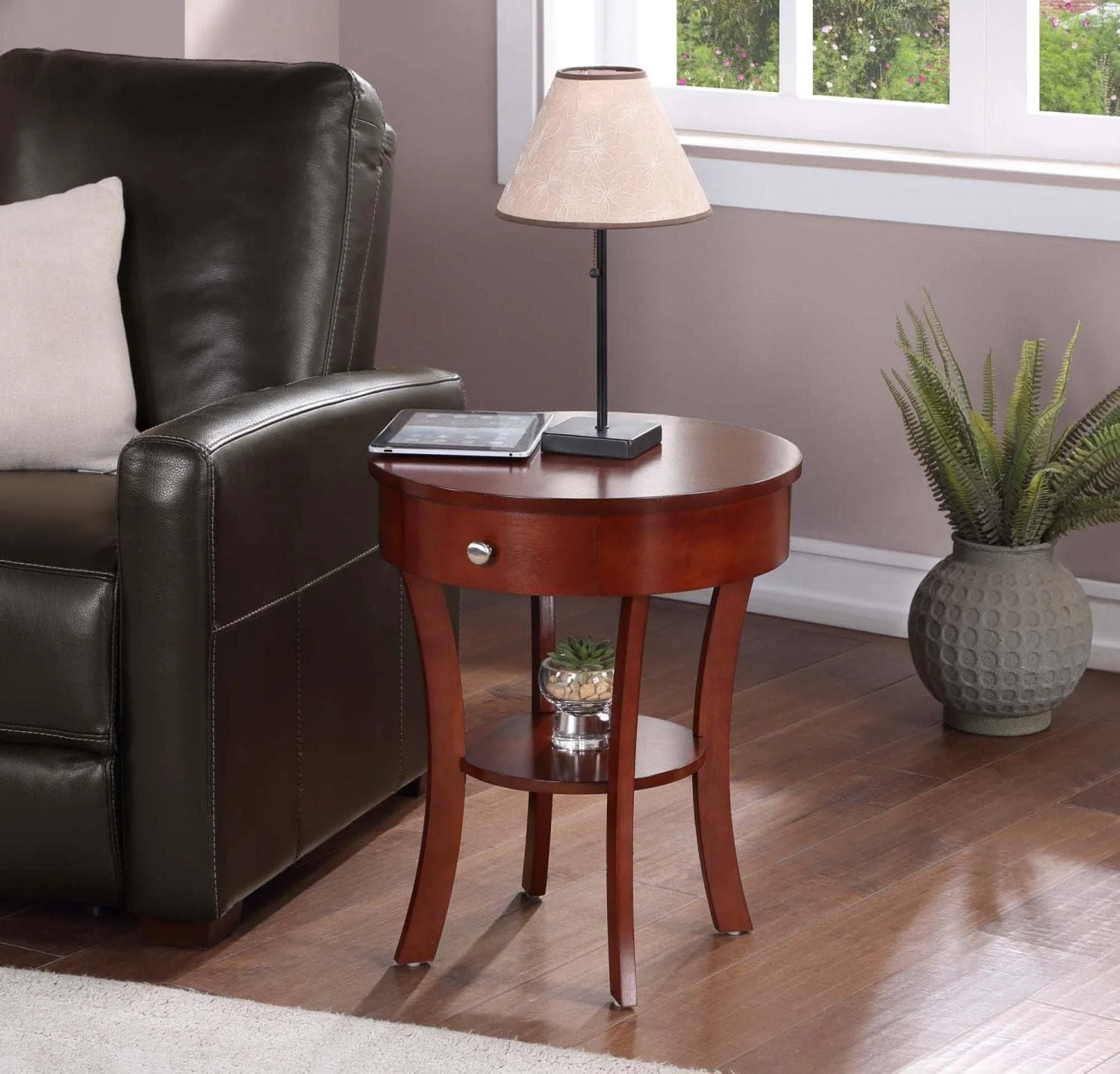 Classic Accents Schaffer 1-Drawer End Table With Shelf, Mahogany