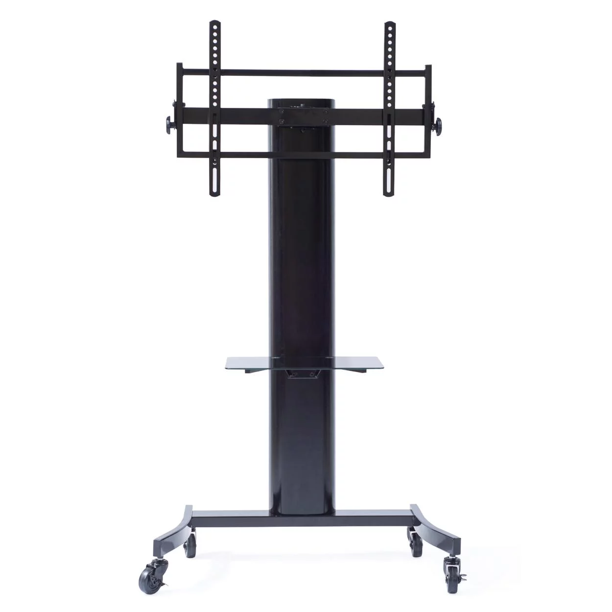 Curved wood flat panel TV stand/TV cart with mount for 40 - 75 Inch TV, Black