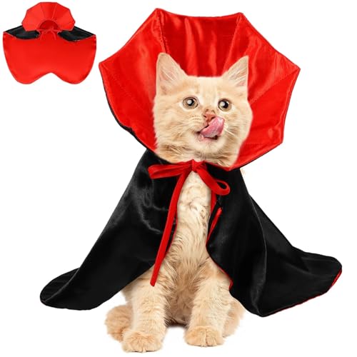 Pet Vampire Cape Cloak 5 Pcs Halloween Pet Vampire Cape Adjustable Red Black Cloak All Season Horror Style Dress Gift for Cats Dogs