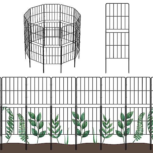 OUSHENG Decorative Garden Fence Fencing 10 Pack, 37.5in (H) x 10ft (L) Rustproof Metal Wire Panel Border Animal Barrier for Dog, Flower Edging for Yard Landscape Patio Outdoor Decor, Square