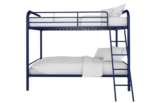 DHP Twin-Over-Futon Convertible Couch and Bed with Metal Frame, Ladder and Guardrails - Black