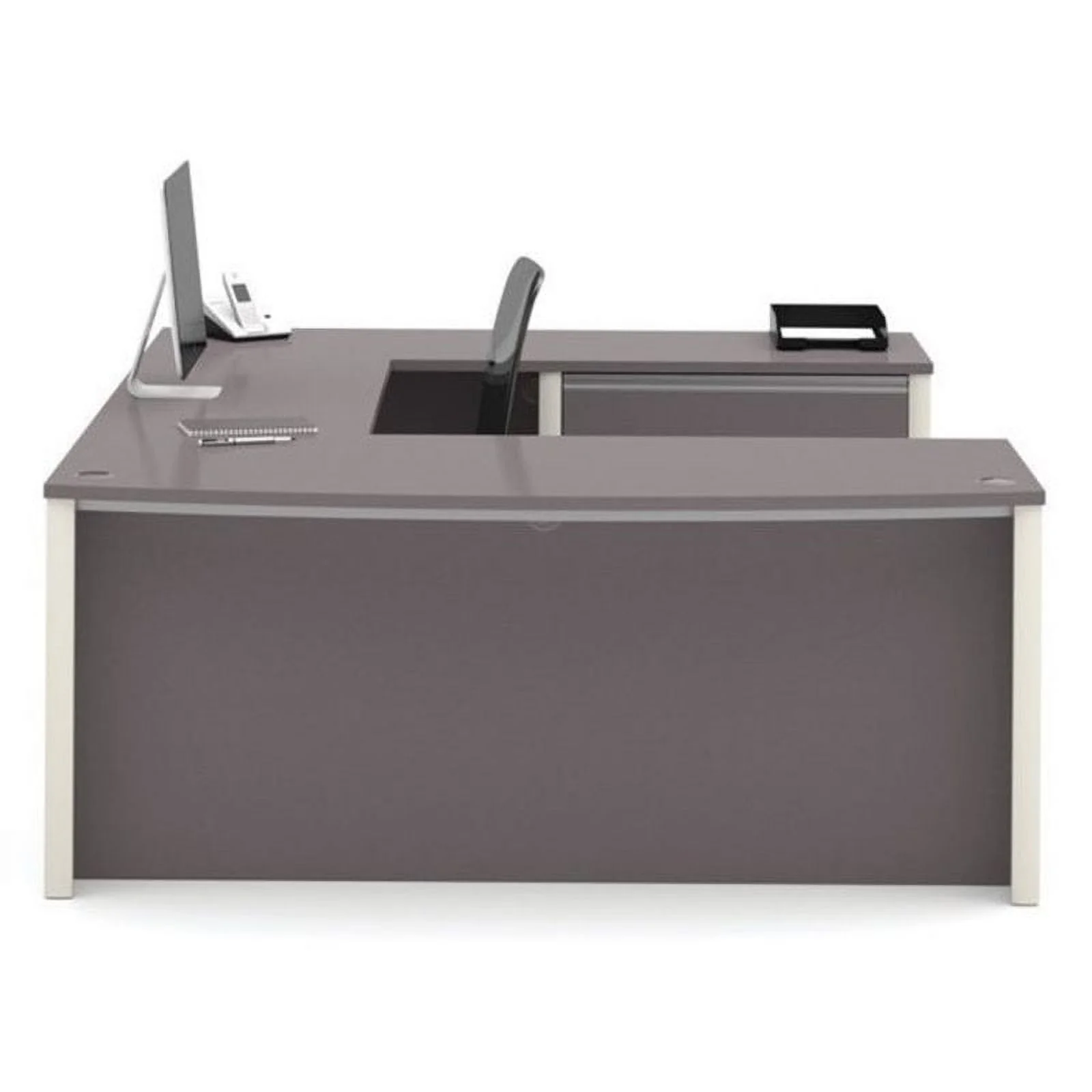 Bowery Hill Modern Wood U-Shaped Home Office Set in Slate Gray