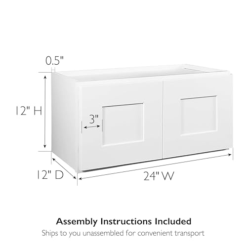 Brookings Shaker Unassembled Bridge Wall Kitchen Cabinet W3018, 30 W x 12 D x 18 H, Painted White with Sherwin Williams®, Solid Wood – Design House, 561662