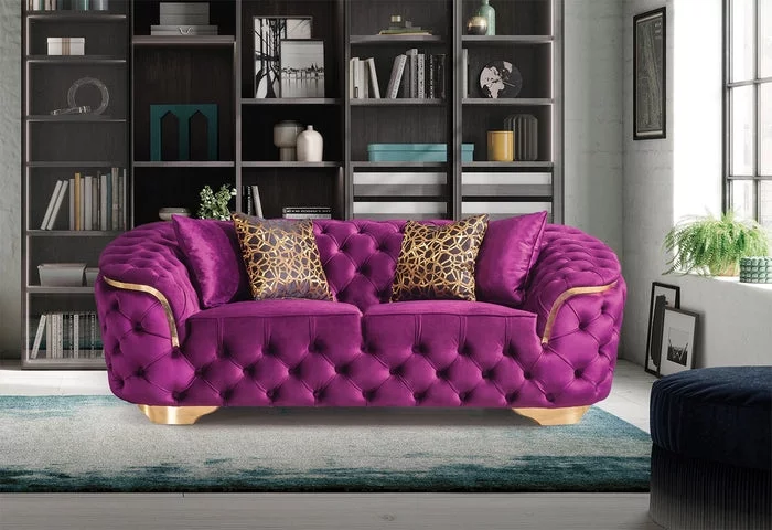 Lupino Purple Velvet Sofa & Loveseat