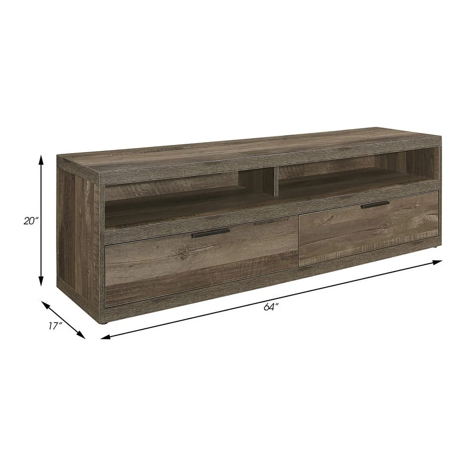 Lexicon Danio Modern Wood 2-Shelf  TV Stand in Rustic Natural