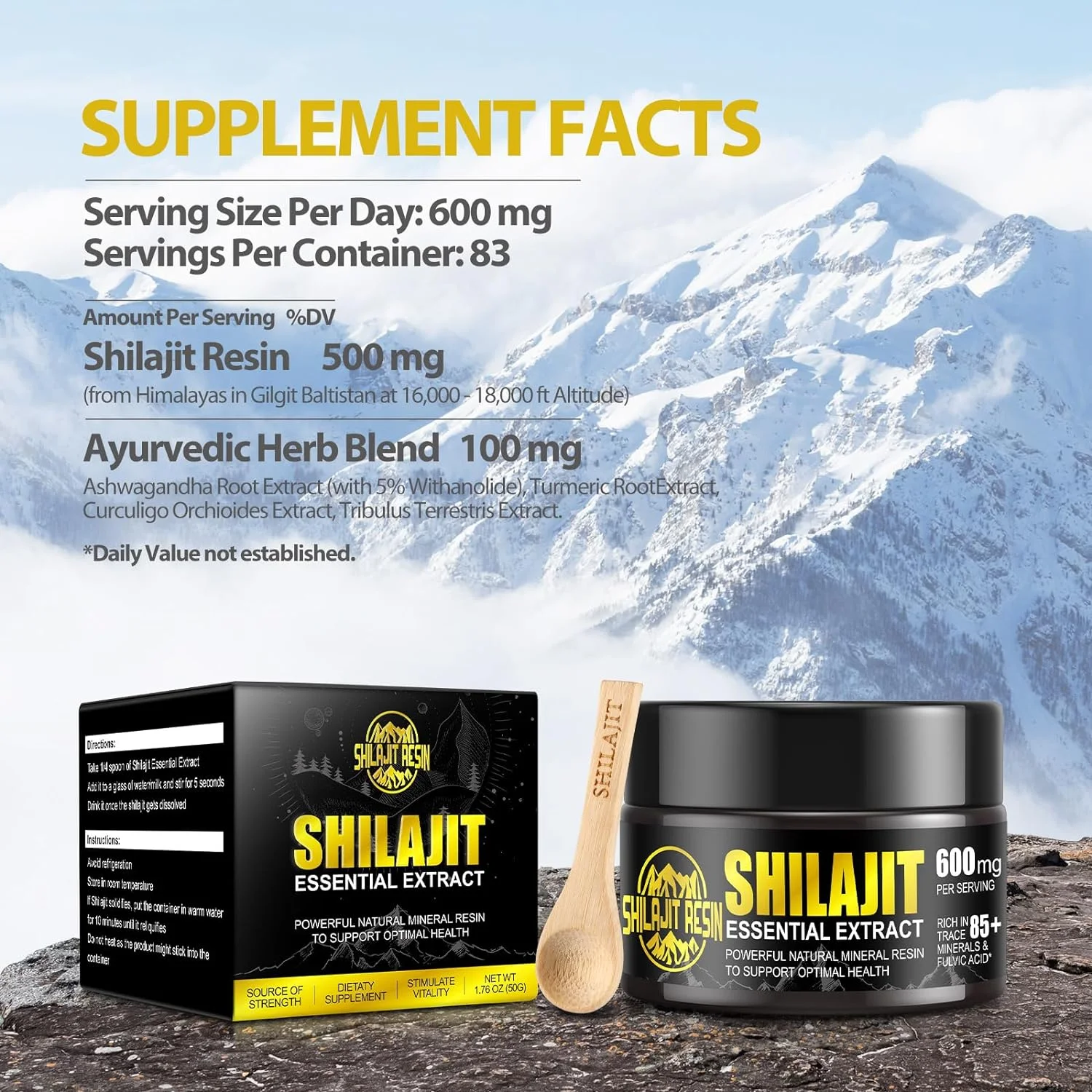 Pure Himalayan Shilajit Resin Supplements - for Boost Brain Focus,Support Immune & Energy,Overall Health